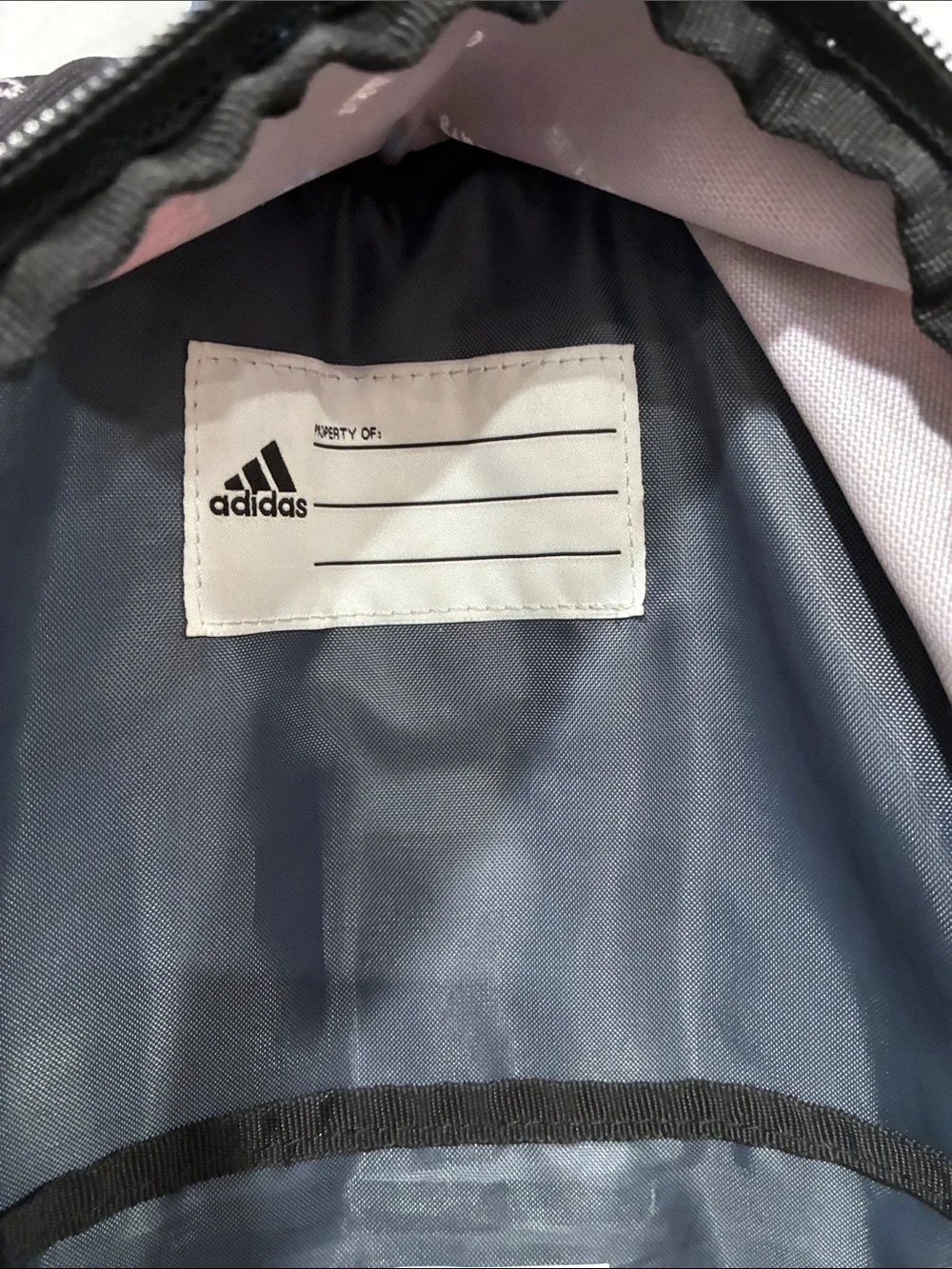 adidas Black Backpack with Bright Blue Stripes and Multicolor Accents